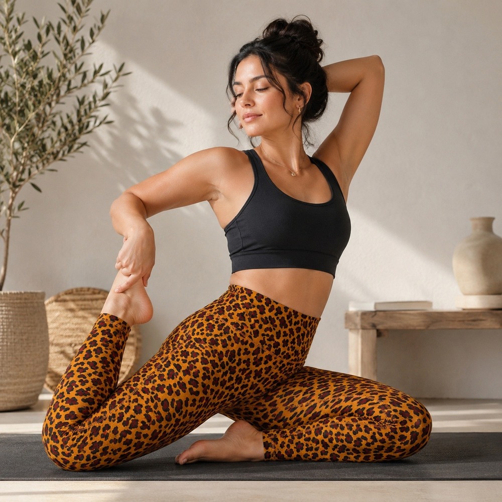 Varley Womens Leopard Print High Rise‎ Leggings Size M Yoga Athletic Sporty Chic